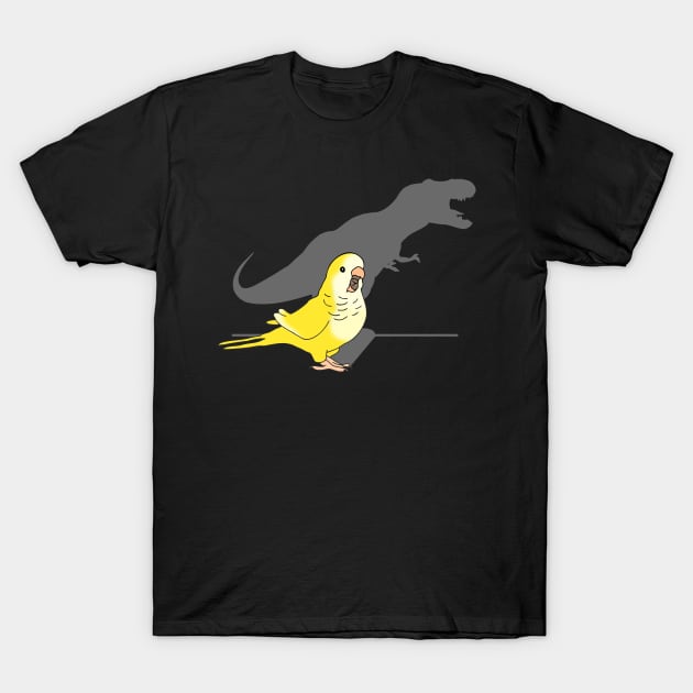 T-rex Yellow Lutino Monk Parakeet T-Shirt by FandomizedRose